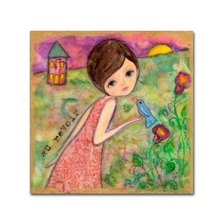 Wyanne 'Big Eyed Girl Au Revoir' Canvas Art,35x35